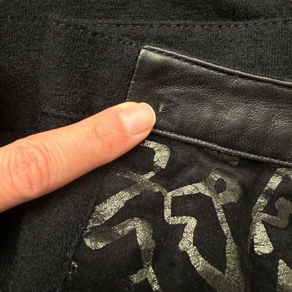 Milano Pants Womens Medium Black Leather Wool 80s 90s High Waist Vintage Punk - Picture 10 of 10